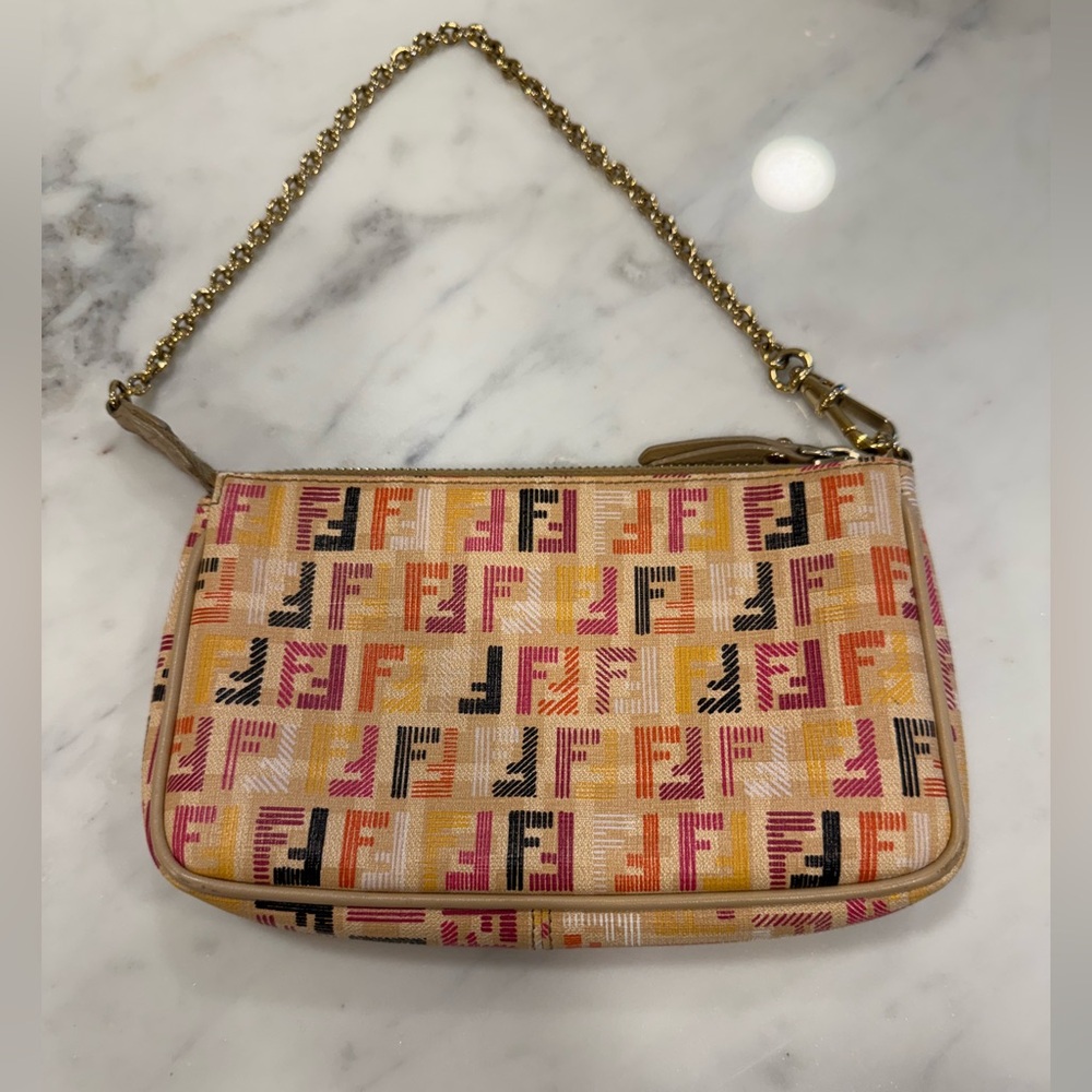 FENDI Zucchino Multicolour Mini Chain Pochette Pouch Bag